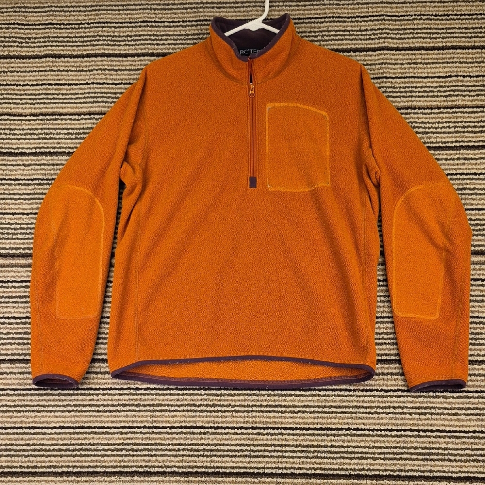 ARC'TERYX Apache Polartec Fleece Orange Medium Mens Quarter Zip‎ Jacket Sweater